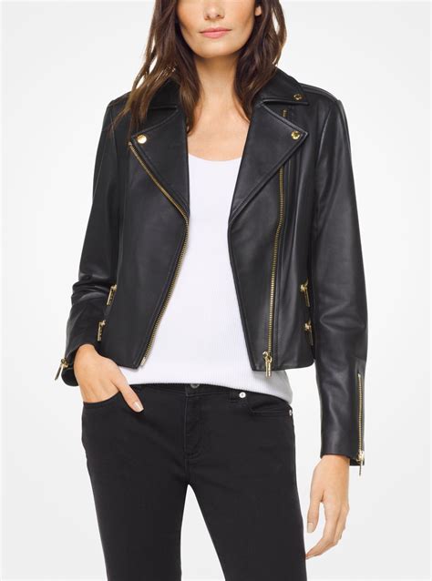 michael kors abrigos|Michael Kors leather jacket.